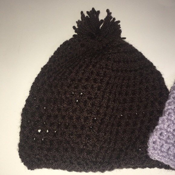 Two Handmade Women Winter Cap w/ Puff Top - Picture 3 of 5